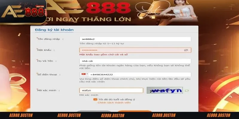 Đăng Ký AE888 Lưu ý khi đăng ký AE888 thành công